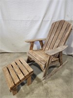 Solid Pine Rocker and Ottoman