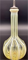 Fenton Topaz Opal Stripe Optic Barbers Bottle Uv