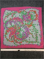 Vintage floral transparent scarf, appx 25" sq.