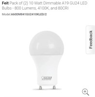 Case of 8 Feit GU24 LED Bulbs-Natural White