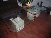 4 piece glass top, marble base