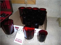 15 red wine glasses, 3 different sizes