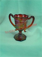 "Loving" cup iridized red two handled souvenir of