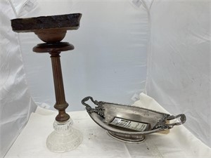 Pewter Serving Tray Candle Stand Stone Stand