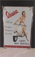 Unused Vespa Scooter Metal Sign