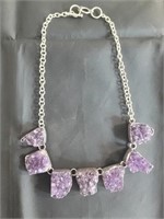 Amethyst quartz crystal & sterling necklace