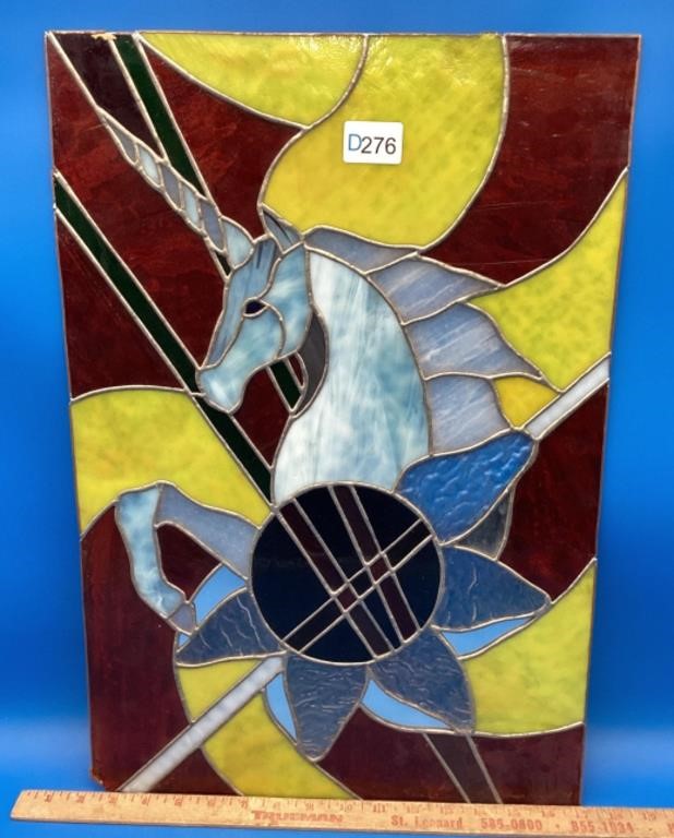 Beautiful Stained Glass Unicorn Art, Signed