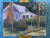 Oil On Canvas Yard Scene