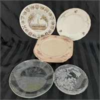 Lot of 10 plates total..clear glass and ceramic