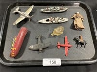 Miniature Toy Ships, Airplanes, Figures.