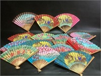 Oriental Hand Fans,Lot of 15