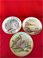 Lot of 3 Bird Scene Collector Plates