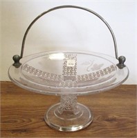 Antique Glass Basket w/Silverplate Handle