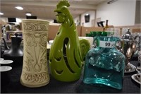 Ceramic Rooster, Blenko, Hull Vase