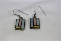 A Pair of Enamel and Sterling Earrings