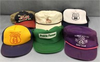 6 assorted baseball hats