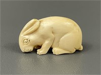 Japanese Netsuke Pre-Banned African Ivory Rabbit