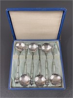 Six Japanese Sterling Silver Demitasse Spoons