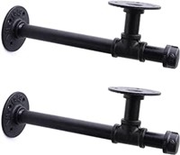 3/4" Industrial Pipe Shelf Brackets, Black Iron Wa