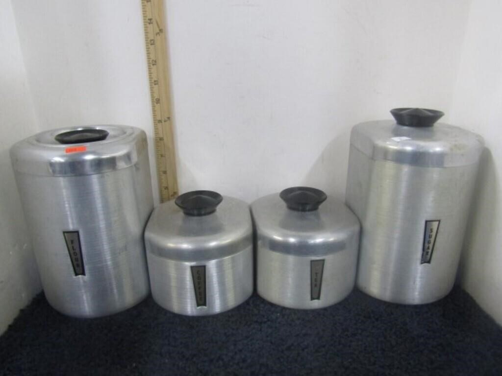 VINTAGE ALUMINUM KITCHEN CANISTER SET