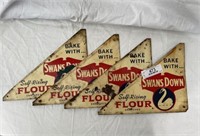 4- Vintage Swan's Down Metal Signs