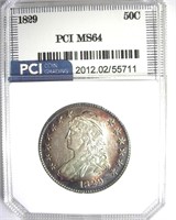 1829 Capped Bust 50c PCI MS64 LISTS $3500