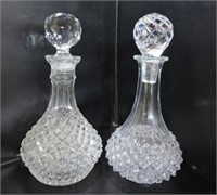 2 11"T CUT CRYSTAL DECANTERS WITH STOPPERS