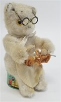 Vintage Wind Up Knitting Bear
