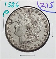 1886 US Morgan silver dollar Philadelphia VF