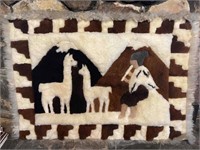 Framed Embroidered Alpaca Wool Wall Art Scene
