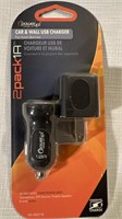 Power Up: Car & Wall USB Charger (2Pack 1A) BLK
