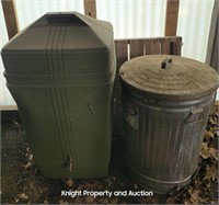 Metal Trash Can and Plastic can
