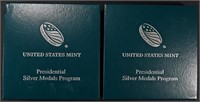 (2) US MINT PRESIDENTIAL SILVER MEDALS OGP