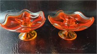 1 Viking Glass Candle Holder Persimmon Amberina