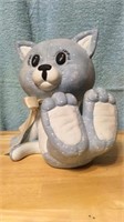 Plaster blue kitten 7 inches tall