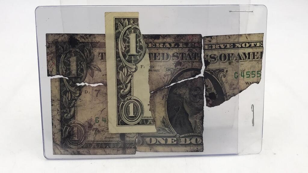 Ripped Pieces Of $1 Bills