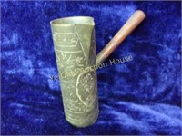 Incised Brass Chocolate Pot with Wooden Handle
