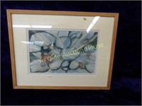 Signed, Framed Watercolor of Underwater Scene