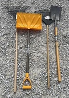 Snow Shovel, Square Shovel & Leaf Rakes