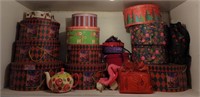 ADOLFO Red Hat Ladies Hats w/ Hat Boxes & Teapot