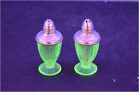 Hazel Atlas Green Uranium Salt & Pepper Shakers