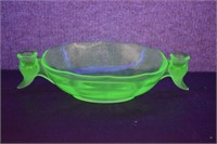 Fostoria Oval Uranium Bowl w/ Candle Holders