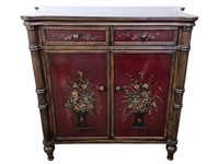 Small Console Cabinet w Floral Painted Door Faces