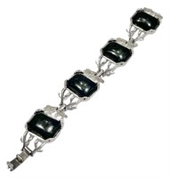 Vintage Onyx Silvertone Bracelet