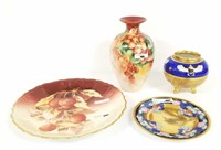 4 pieces of handpainted porcelain including