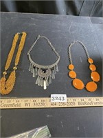 Costume Jewelry Necklaces - Orange Goldish Chain &