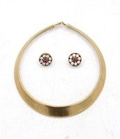 CORO Rhinestone Earrings & MONET Necklace