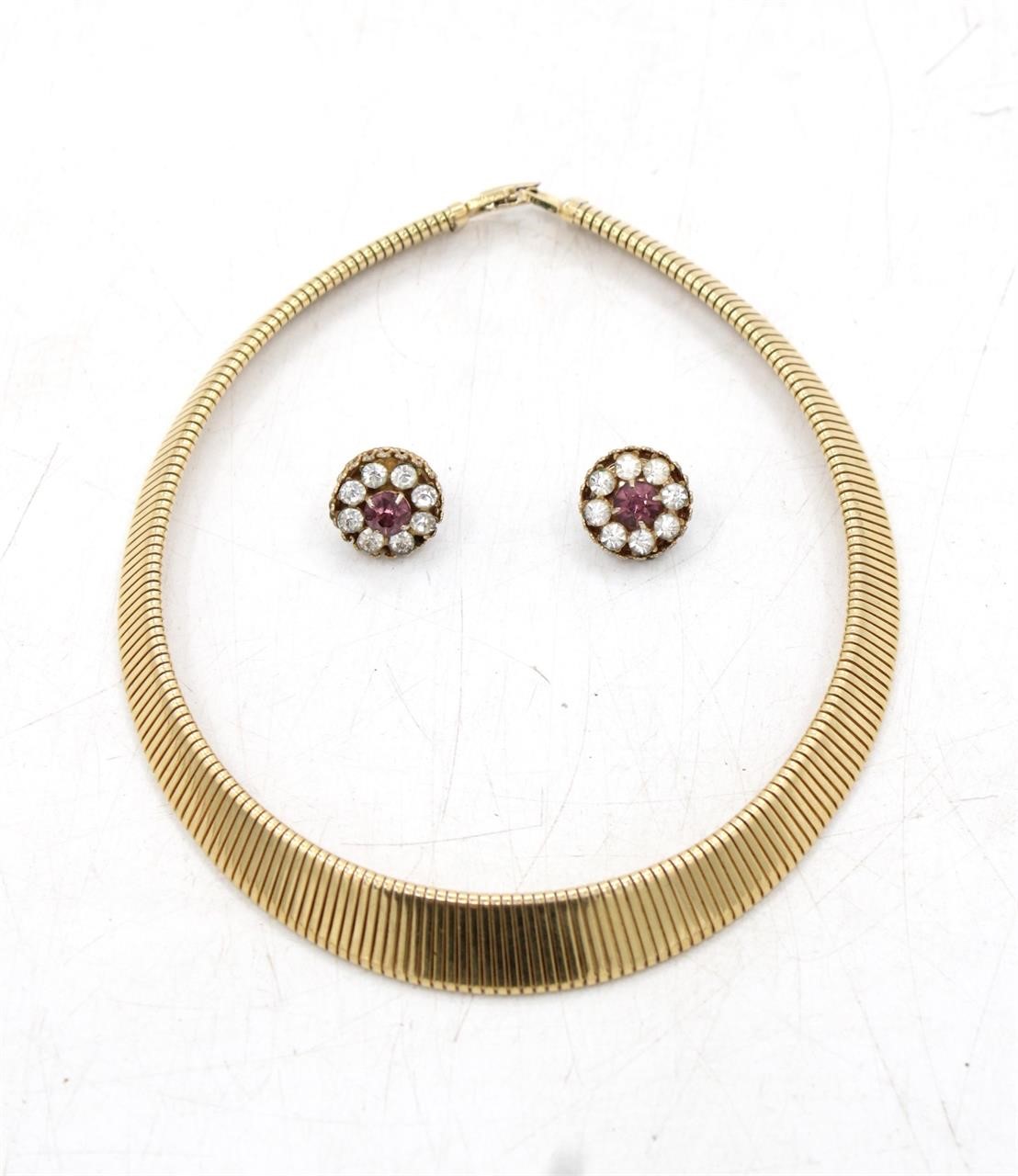 CORO Rhinestone Earrings & MONET Necklace