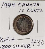 1949 Canada 10 Cents XF -0.800 Silver