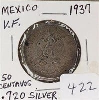 1937 Mexico 50 Centavos VF 0.720 Silver